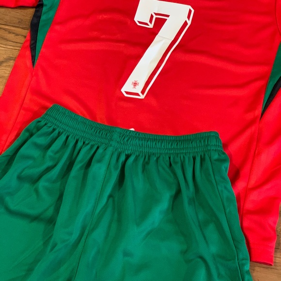 Toddler Ronaldo Jersey Red Portugal Home Soccer Jersey Kit - SHIPS TODAY - Picture 6 of 10